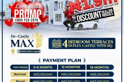 De Castle Orchid 4 bedroom terrace Duplex and apartments in Orchid Chevron Lekki Lagos